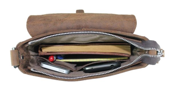 Full Grain Cowhide Leather Crossbody Laptop Bag - Image 4
