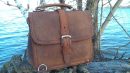 Full leather tablet messenger bag