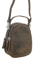 Small Compact Shoulder Bag in Full Grain Leather
